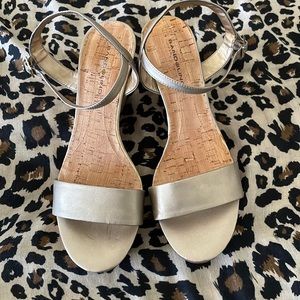 Bamdolino muted gold wedge shoes size 10.